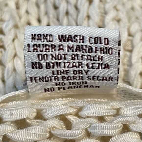 Sans Souci Crochet Knit Sweater Cream Open Knit Long Sleeve Round Neck XS - Picture 6 of 6